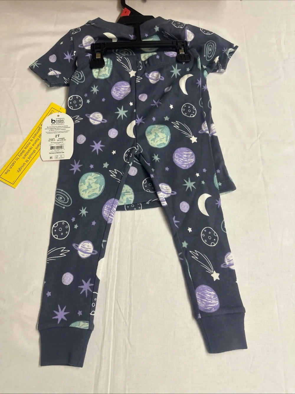 Kids Space-Print Navy Pajama Set - Short Sleeve & Pants